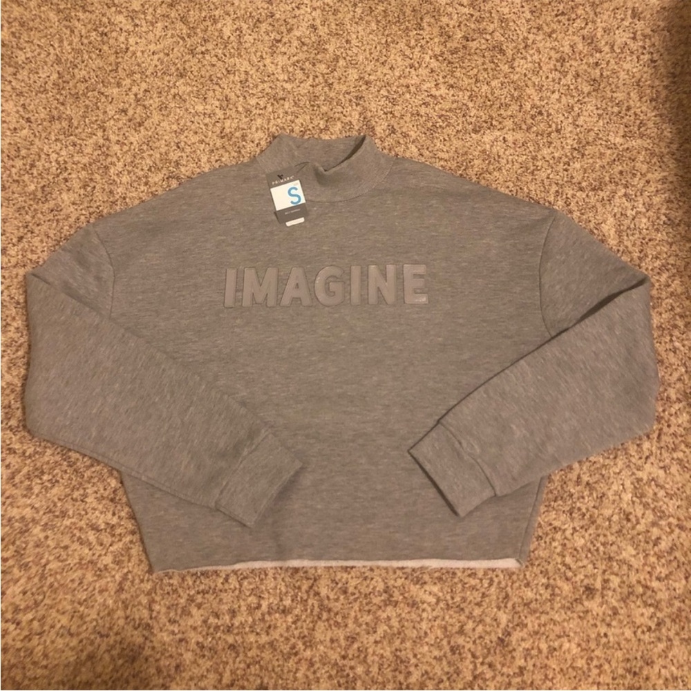 Gray Cropped Sweatshirt with 'IMAGINE'